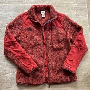LL Bean Russet Red Orange Polartec Fleece Jacket S
